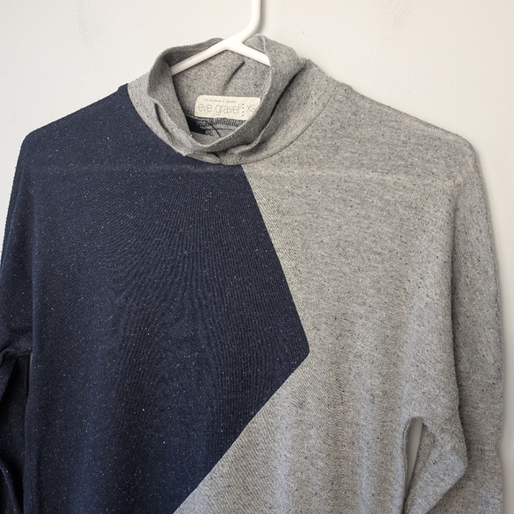 EVE GRAVEL Designer Women Top Long Sleeve Blue Ans Gray Size XS Made In Canada - Picture 2 of 9